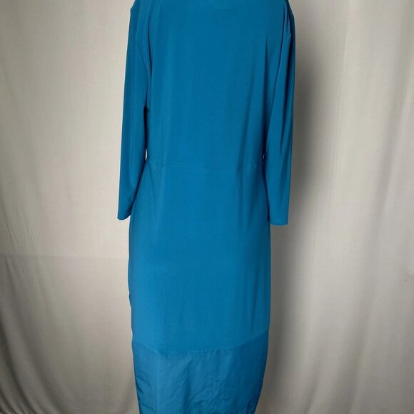 NEW JOSEPH RIBKOFF Shift Midi Dress Pacific Blue Size 10 Drawstring Cowl Neck - Picture 8 of 11